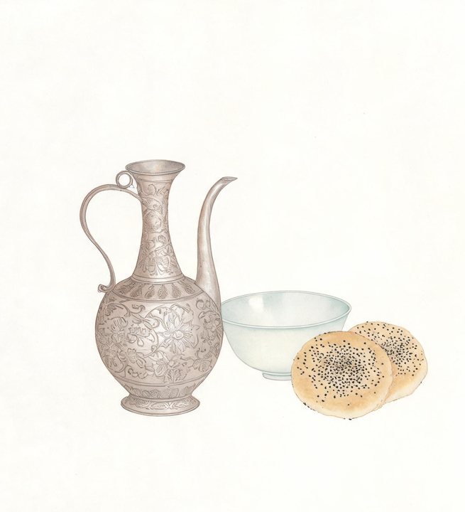 卷四题花：唐代胡饼、三彩胡瓶与团茶
