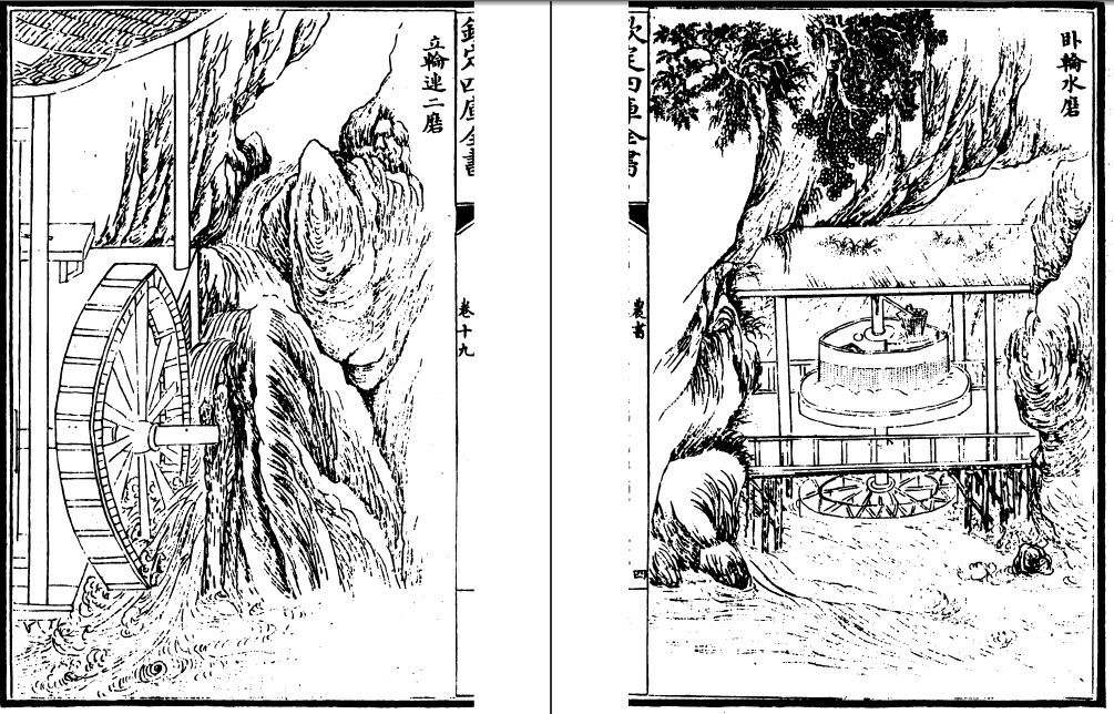 王祯《农书》里的水磨图（清《四库全书》本）