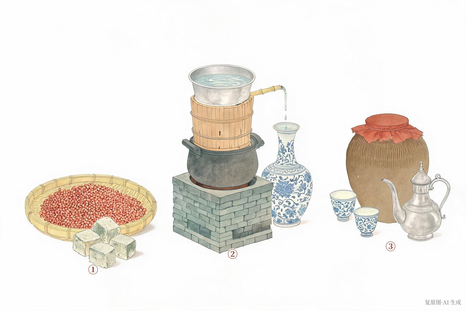 元明蒸酒取露（阿剌吉、烧酒）蒸馏器图谱