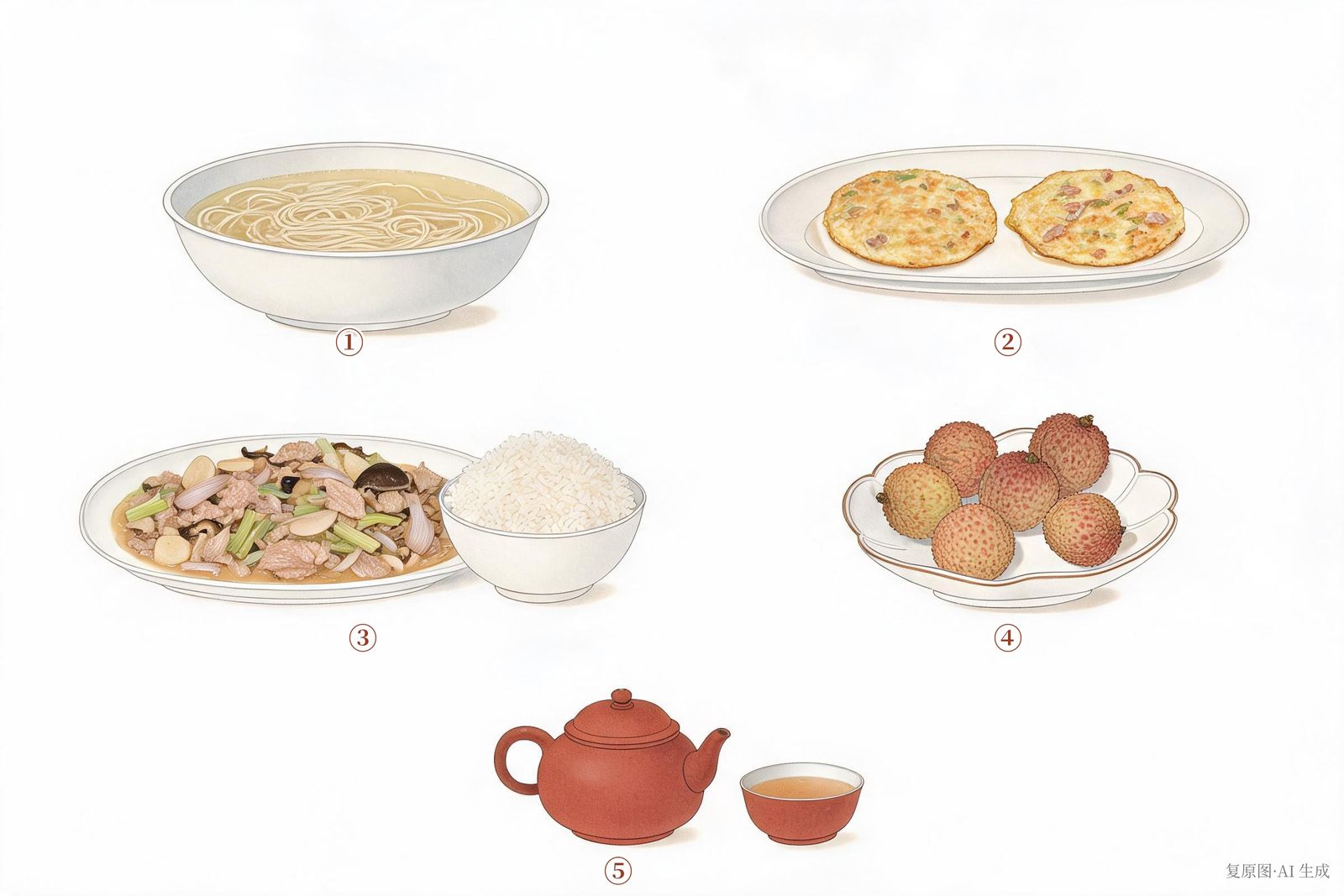 复原一餐　1917年英文食谱的五项晚餐，示一人份